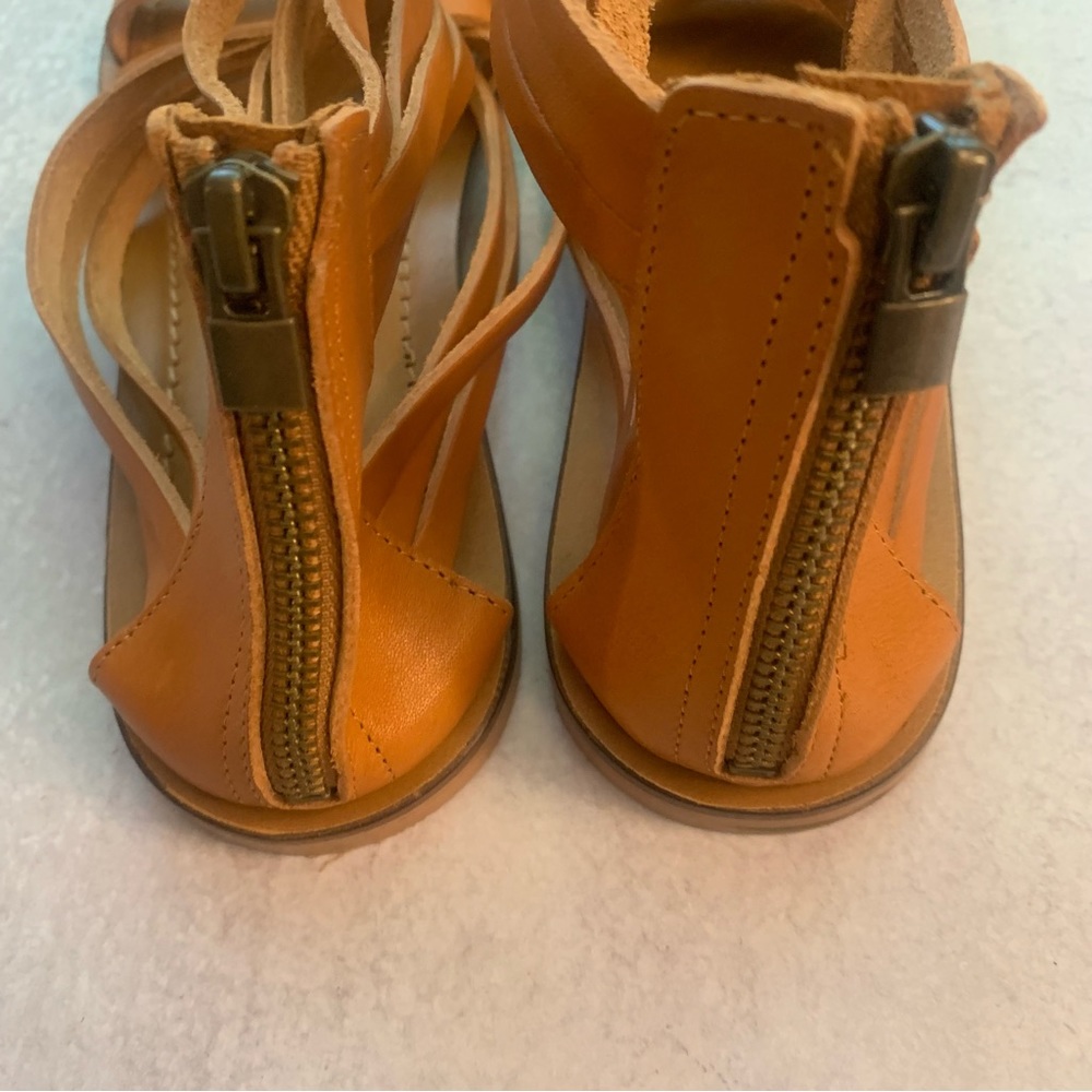 Garnet Hill Italy Leather Strappy Ankle Zipper Sandals - Picture 8 of 12